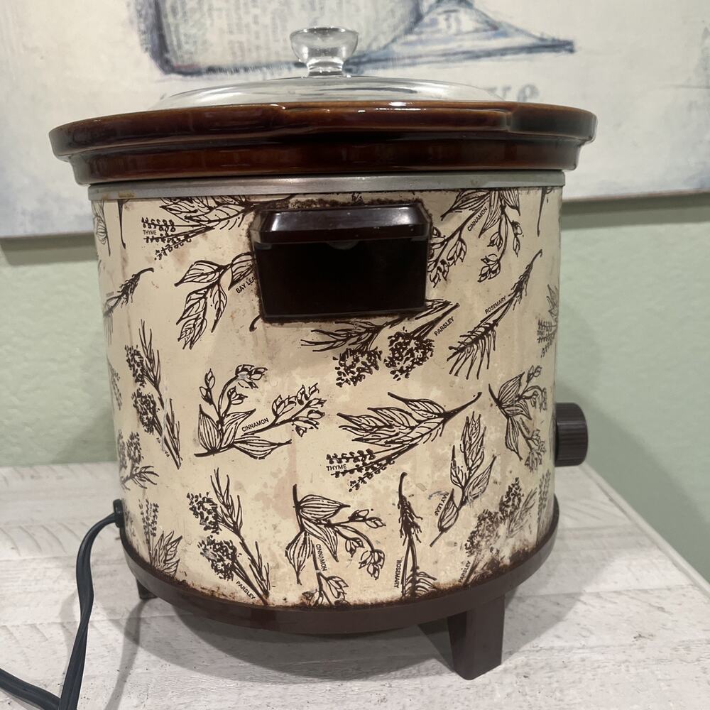 SEARS Vintage Retro 70s Crockpot Slow Cooker CROCK WATCHER Fall Leaves Herbs - Picture 2 of 10